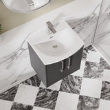 Hudson Reed Juno 500mm Graphite Grey Wall Hung 2-Door Vanity Unit with Curved Basin