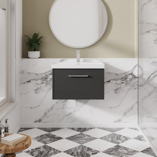 Hudson Reed Juno 600mm Wall Hung Single Drawer Vanity Unit With Thin-Edge 1 Tap Hole Basin