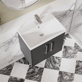 Hudson Reed Juno 600mm Wall Hung 2 Door Vanity Unit with 1 Tap Hole Basin