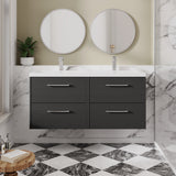 Hudson Reed Juno 1200mm Graphite Grey Wall Hung Double Basin Vanity Unit With Handles