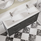 Hudson Reed Juno 1200mm Graphite Grey Wall Hung Double Basin Vanity Unit With Handles