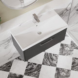 Hudson Reed Juno 800mm Wall Hung Graphite Grey Single Drawer Vanity Unit With 1 Tap Hole Basin