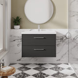 Hudson Reed Juno 800mm Graphite Grey Wall Hung 2-Drawer Vanity Unit & Thin-Edge 1 Tap Hole Basin