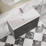 Hudson Reed Juno 800mm Graphite Grey Wall Hung 2-Drawer Vanity Unit & Thin-Edge 1 Tap Hole Basin