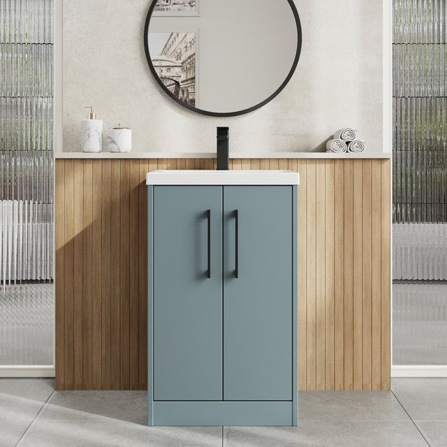 Hudson Reed Juno 500mm Floor Standing 2-Door Vanity Unit with 1 Tap Hole Basin