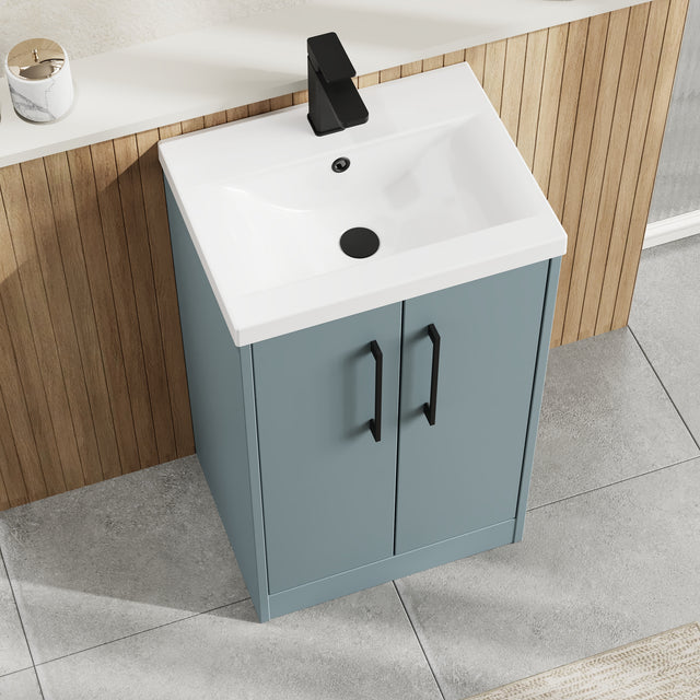 Hudson Reed Juno 500mm Floor Standing 2-Door Vanity Unit with 1 Tap Hole Basin