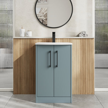 Hudson Reed Juno 500mm Floor Standing 2-Door Vanity Unit With 1 Tap Hole Basin