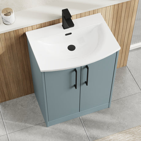 Hudson Reed Juno 600mm Coastal Grey Floor Standing 2-Door Vanity Unit with Basin