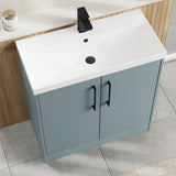 Hudson Reed Juno 800mm Coastal Grey Floor Standing 2-Door Vanity Unit with 1 Tap Hole Basin