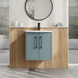 Hudson Reed Juno 500mm Coastal Grey Wall Hung 2-Door Vanity Unit with 1 Tap Hole Basin