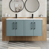 Hudson Reed Juno 1200mm Coastal Grey Wall Hung 4-Door Vanity Unit With Double Basin