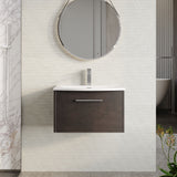 Hudson Reed Juno 600mm Metallic Slate Floor Standing 2 Door Vanity Unit With Curved Ceramic Basin