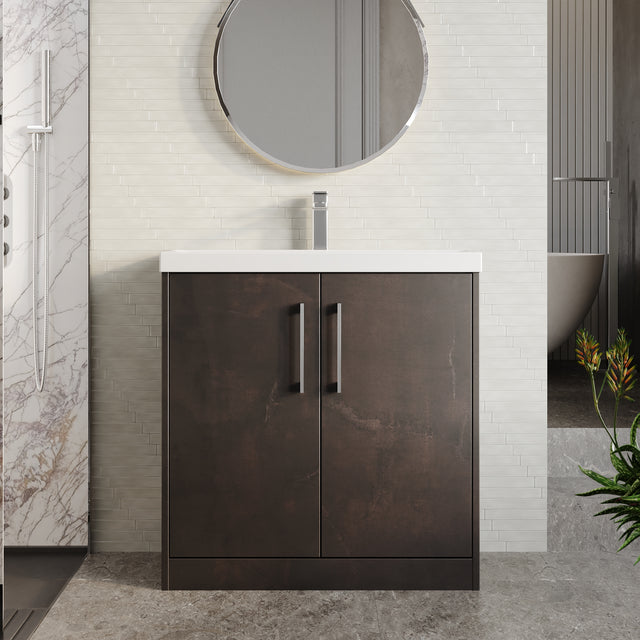Hudson Reed Juno 800mm Floor Standing 2 Door Vanity Unit With Thin-Edge Ceramic Basin