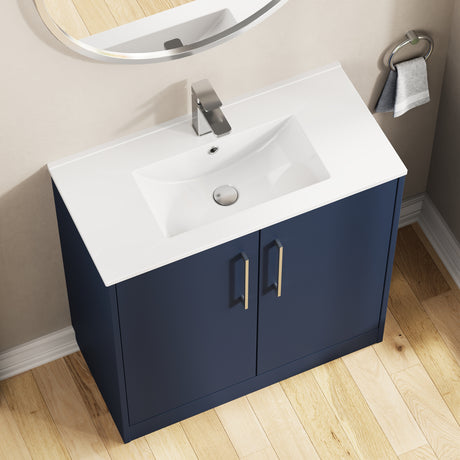 Hudson Reed Juno 800mm Midnight Blue Floor Standing 2-Door Vanity & Basin With Soft Close Doors