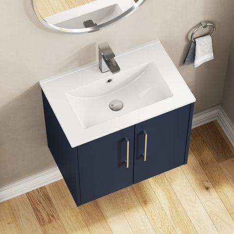 Hudson Reed Juno 600mm Wall Hung 2-Door Vanity & Basin With Handles