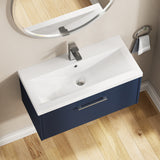 Hudson Reed Juno 800mm Midnight Blue Wall Hung Single Drawer Vanity Unit With Basin