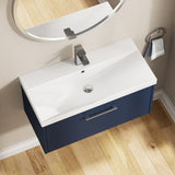 Hudson Reed Juno 800mm Midnight Blue Wall Hung Single Drawer Vanity & Basin Rigid Soft Close