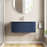 Hudson Reed Juno 800mm Midnight Blue Wall Hung Single Drawer Vanity Unit & Basin