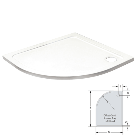 K-Vit 900 x 800mm LH Quadrant Low Profile Tray