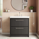 Hudson Reed Lille 800mm Floor Standing 2-Drawer Vanity Unit With 3 Tap Hole Basin