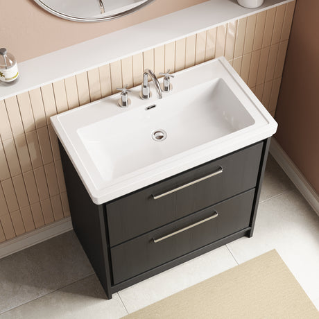 Hudson Reed Lille 800mm Floor Standing 2-Drawer Vanity Unit With 3 Tap Hole Basin