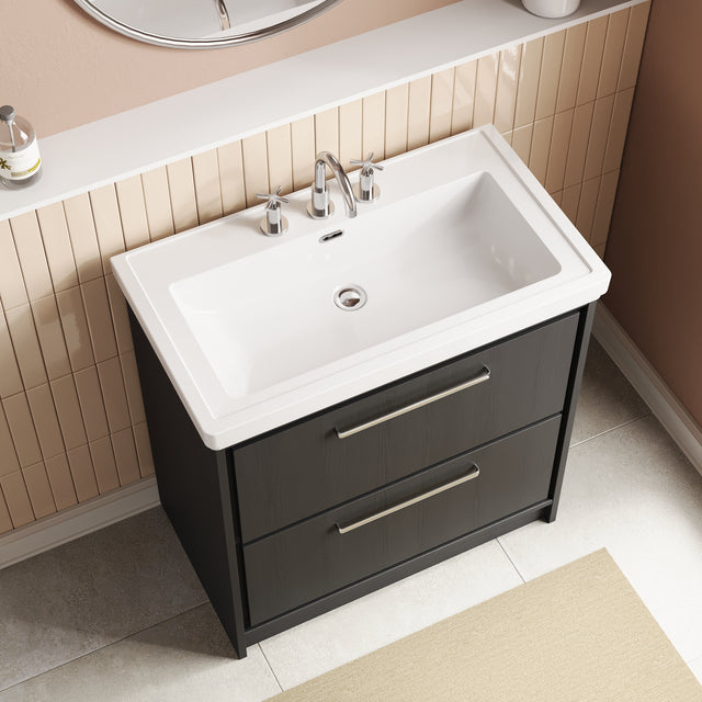 Hudson Reed Lille 800mm Floor Standing 2-Drawer Vanity Unit With 3 Tap Hole Basin