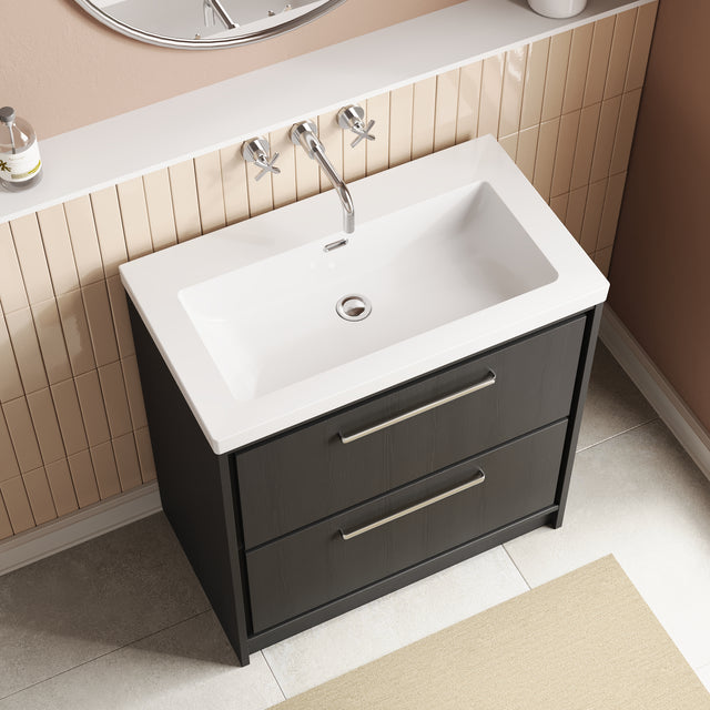 Lille 800mm Floor Standing 2-Drawer Vanity with Basin - 0 Tap Hole
