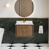 Hudson Reed Lille 600mm Wall Hung Soft Close Single Drawer Vanity Unit With Marble Basin