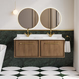 Hudson Reed Lille 1220mm Wall Hung Vanity Unit with Double Basin and Soft Close Drawer