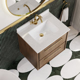 Hudson Reed Lille 600mm Wall Hung Antique Oak 2-Drawer Vanity Basin With Soft Close Drawers