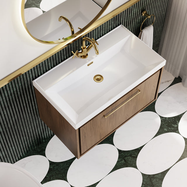 Lille 800mm Wall Hung Single Drawer Vanity with Basin - 1 Tap Hole