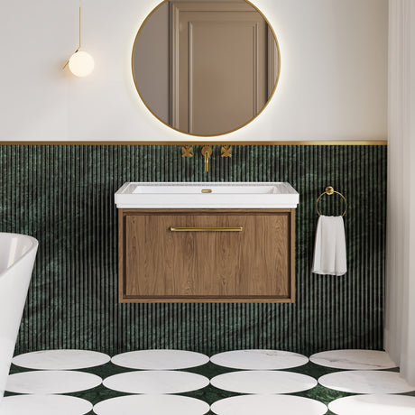 Lille 800mm Wall Hung Single Drawer Vanity with Basin - 0 Tap Hole
