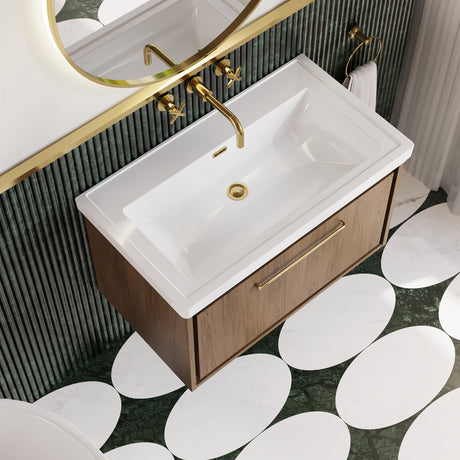 Lille 800mm Wall Hung Single Drawer Vanity with Basin - 0 Tap Hole