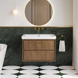 Lille 800mm Wall Hung 2-Drawer Vanity with Basin - 0 Tap Hole
