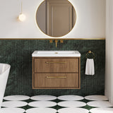 Lille 800mm Wall Hung 2-Drawer Vanity with Basin - 0 Tap Hole