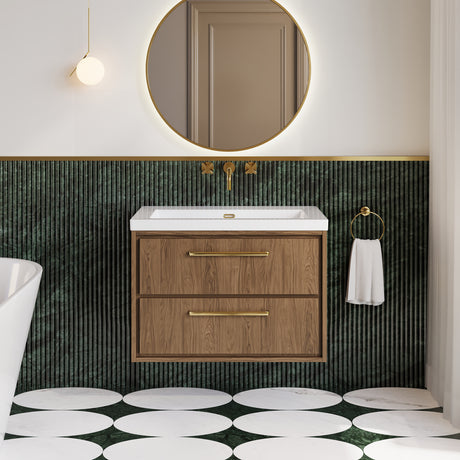 Lille 800mm Wall Hung 2-Drawer Vanity with Basin - 0 Tap Hole