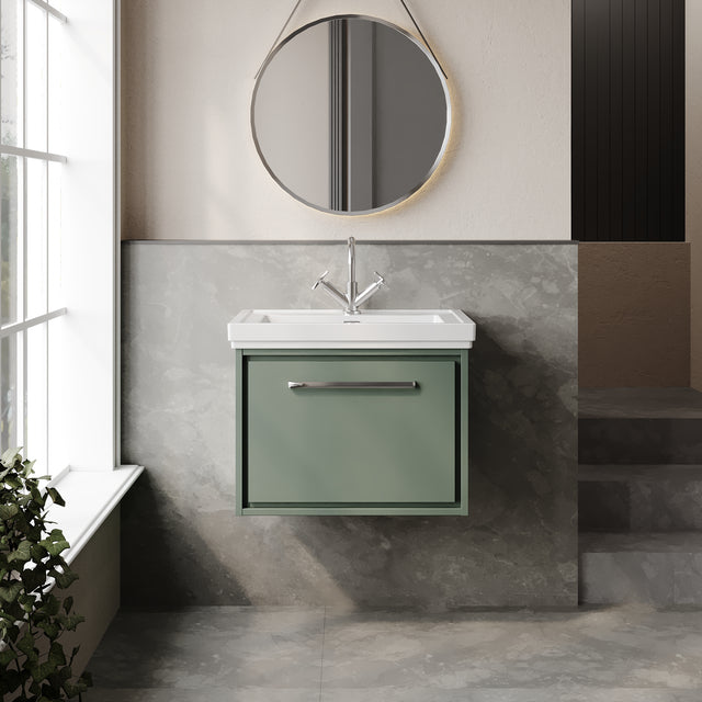 Lille 600mm Wall Hung Single Drawer Vanity with Basin - 1 Tap Hole