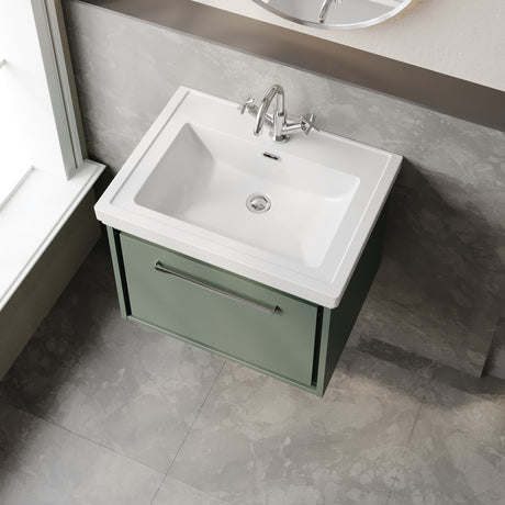 Lille 600mm Wall Hung Single Drawer Vanity with Basin - 1 Tap Hole