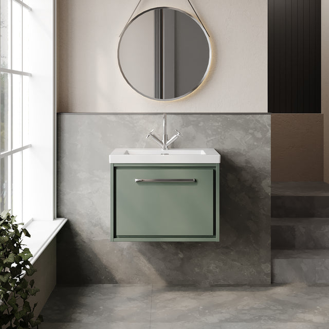 Lille 600mm Wall Hung Single Drawer Vanity with Basin - 1 Tap Hole