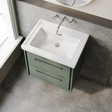 Lille 600mm Wall Hung 2-Drawer Vanity with Basin - 0 Tap Hole