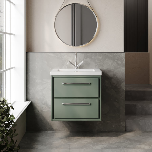 Hudson Reed Lille 600mm Wall Hung 2-Drawer Vanity Unit with 1 Tap Hole Basin