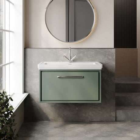 Lille 800mm Wall Hung Single Drawer Vanity with Basin - 1 Tap Hole