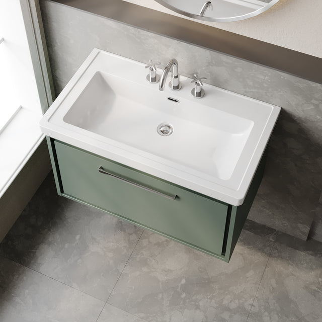 Lille 800mm Wall Hung Single Drawer Vanity with Basin - 3 Tap Hole