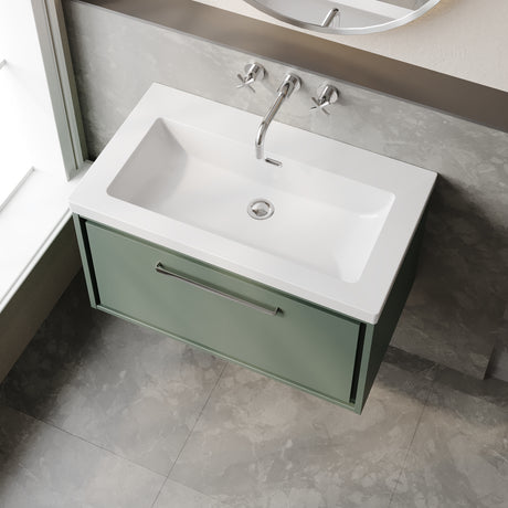 Lille 800mm Wall Hung Single Drawer Vanity with Basin - 0 Tap Hole