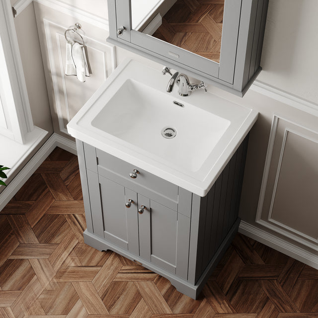 Hudson Reed Old London 600mm Floor Standing 2 Door Vanity Unit With Fireclay Basin