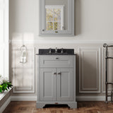 Hudson Reed Old London 600mm Storm Grey Floor Standing 2 Door Vanity Unit with 3 Tap Hole Black Marble Top