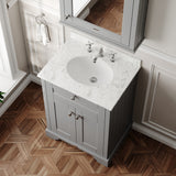 Hudson Reed Old London 600mm Floor Standing 2 Door Vanity Unit with 3 Tap Hole Grey Marble Top Basin & Soft Close Doors