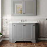 Hudson Reed Old London 1200mm Storm Grey Floor Standing 4 Door Vanity Unit with 3 Tap Hole White Marble Top Basin