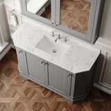 Hudson Reed Old London 1200mm Storm Grey Floor Standing 4 Door Vanity Unit with 3 Tap Hole White Marble Top Basin