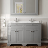 Hudson Reed Old London 1250mm Floor Standing 4 Door Double Basin Vanity Unit With Double Marble Top Basin